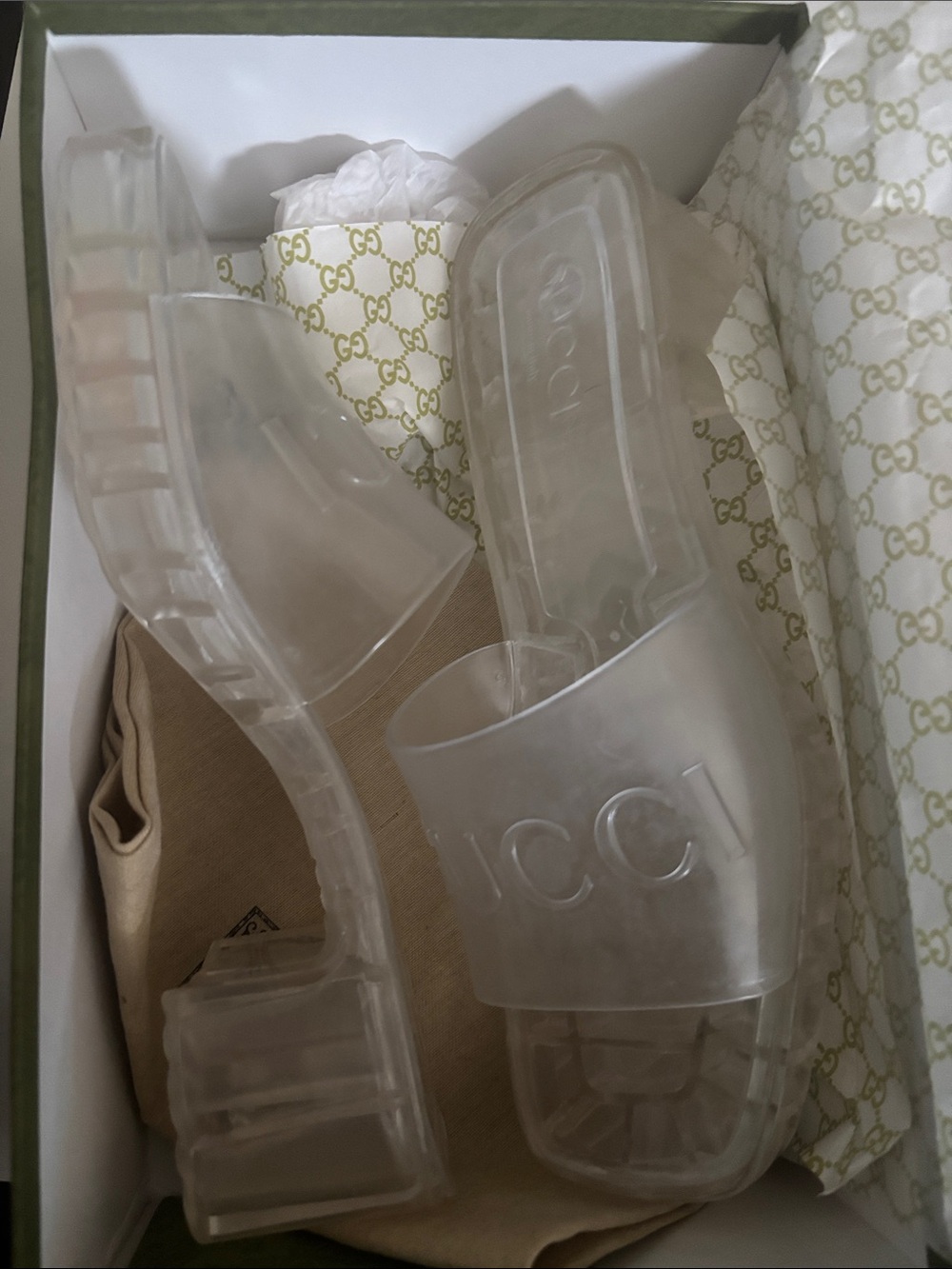 Gucci Translucent Clear Platform Slide Sandals